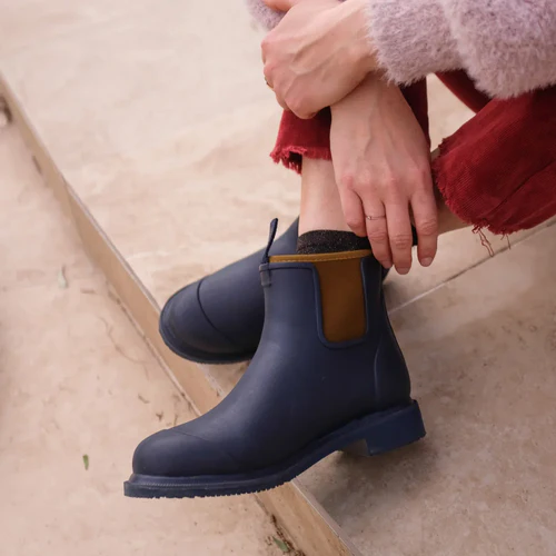 Bobbi Rainboots - Blue/Tan